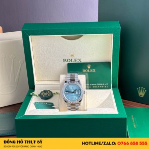 Đồng hồ  Rolex Day-Date 40mm Ice Blue cọc số niềng đá Baguette 175g