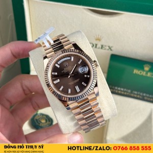 Đồng hồ Rolex daydate bọc vàng 228235 chocolate 177g 