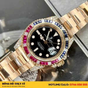Đồng hồ  Rolex GMT-Master II 126755 SARU  bọc vàng kim moissanite 