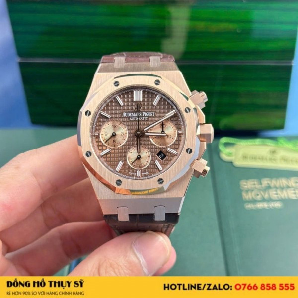 Đồng hồ Audemars Piguet royal oak 26331 chronograph chocolate rose gold replica