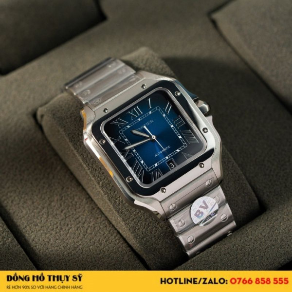 Đồng hồ Cartier Santos de cartier blue dial rep 1:1