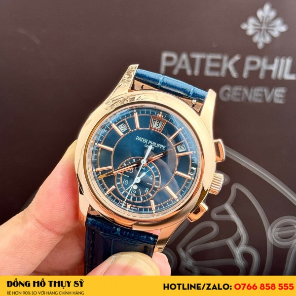 Đồng hồ   Patek philippe 5905 vàng hồng mặt xanh replica