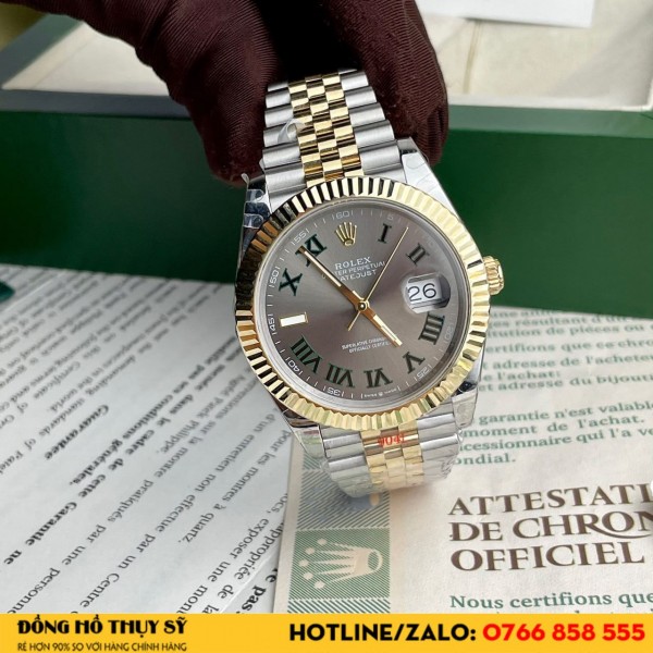 Đồng hồ rolex datejust bọc vàng 126333 demi 18k yellow gold fake 