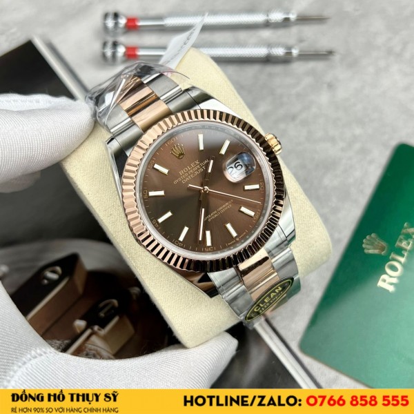 Đồng hồ rolex datejust bọc vàng mặt chocolate clean factory 