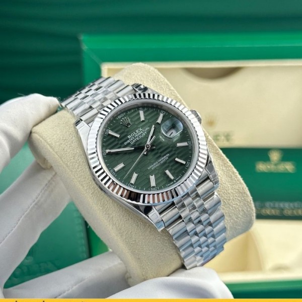 Đồng hồ Rolex Datejust mặt xanh green vân nếp gấp nhà máy vs 41