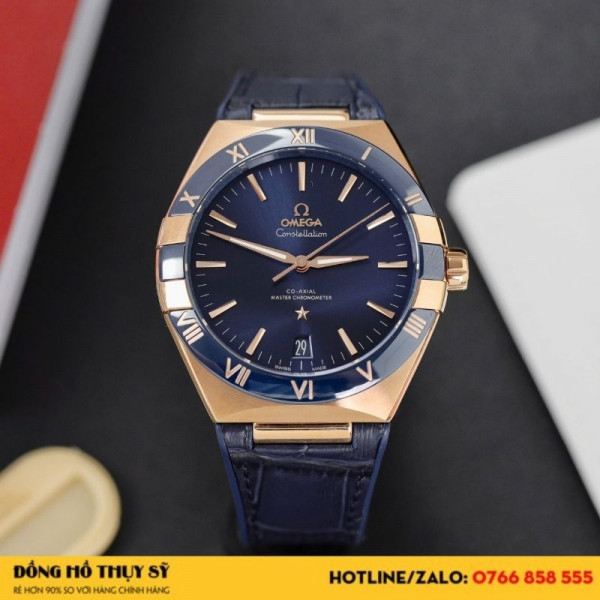 OMEGA CONSTELLATION VÀNG HỒNG MẶT XANH BLUE