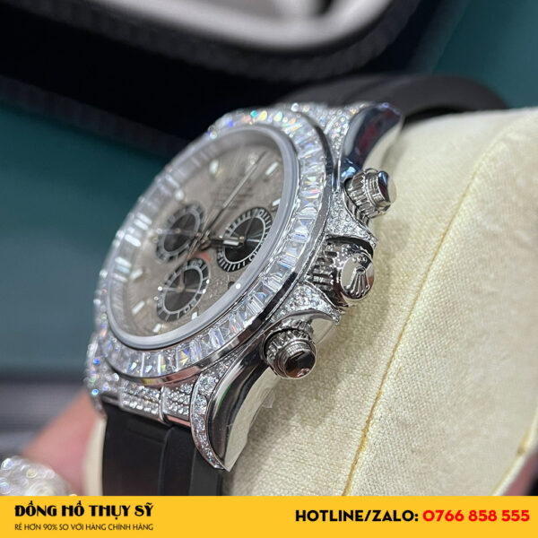 Đồng Hồ Rolex Daytona 116519 Mặt Số Khảm Trai Viền Full Đá Super Fake