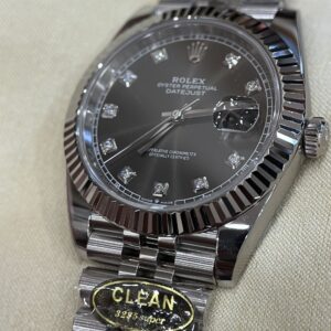 Đồng Hồ Rolex Datejust Mặt Số Gray Cọc Số Đá Super Fake