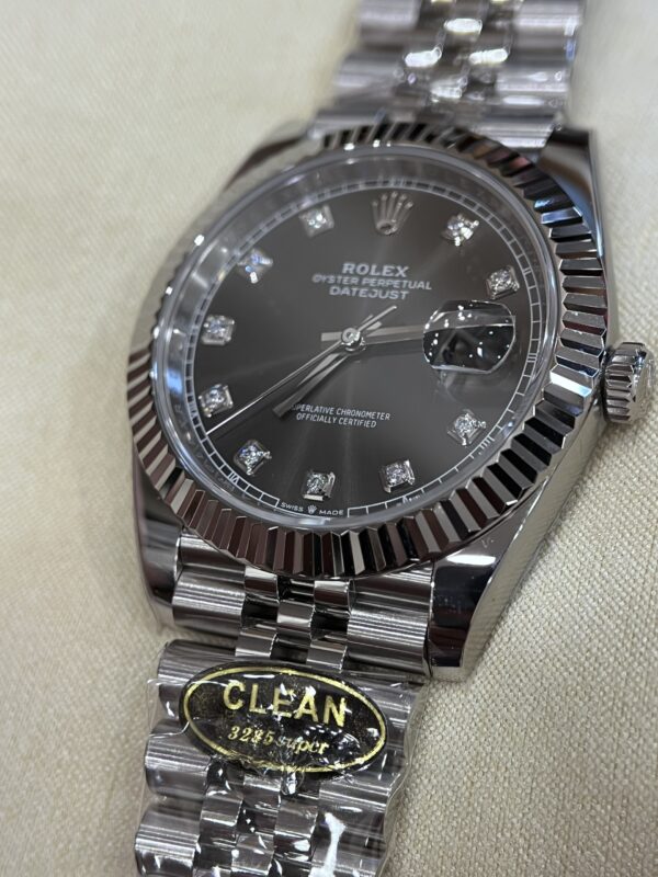 Đồng Hồ Rolex Datejust Mặt Số Gray Cọc Số Đá Super Fake