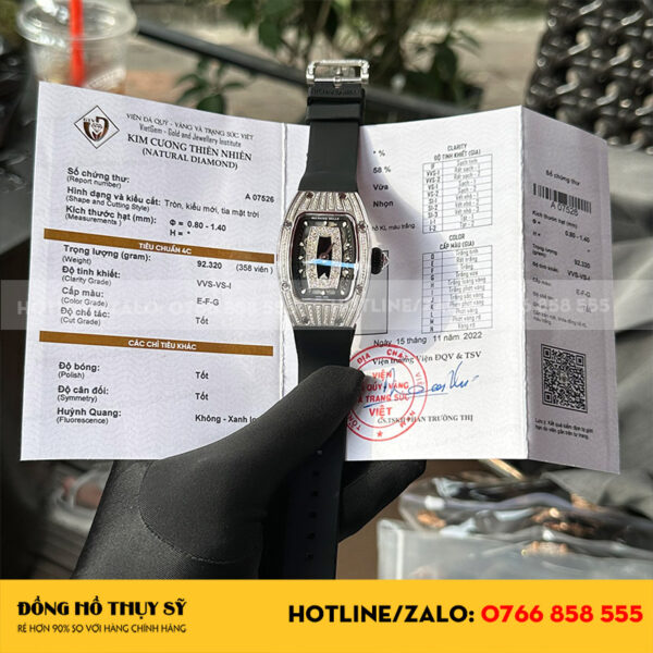 Đồng hồ richard mille rm 07 độ full kim cương thiên nhiên