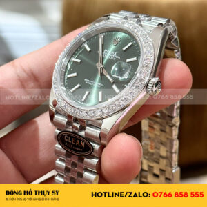 Rolex datejust green dial viền moissanite 2.5ly clean factory