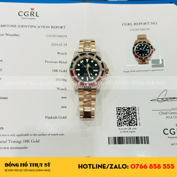 Rolex GMT-Master II 126755 Bọc Vàng 18k - Kim Moissanite
