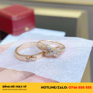 Nhẫn Chaumet vàng hồng 18k kim cương thiên nhiên