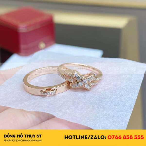 Nhẫn Chaumet vàng hồng 18k kim cương thiên nhiên