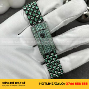 Đồng hồ rolex datejust chế tác nạm đá xanh green