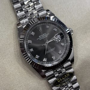 Đồng Hồ Rolex Datejust Mặt Số Gray Cọc Số Đá Super Fake
