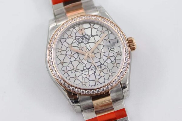 Đồng Hồ Rolex Datejust 278381 Mặt Hoa Kim Cương Demi Vàng 18k Replica
