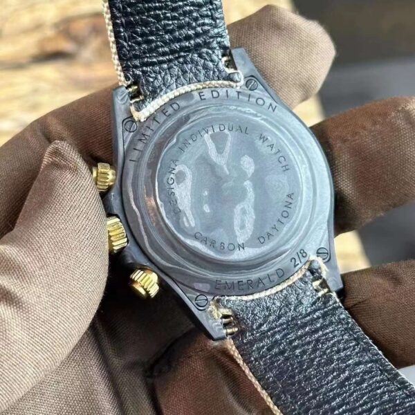Đồng Hồ Rolex Cosmograph Daytona Vỏ Carbon Viền Đá Siêu Cấp