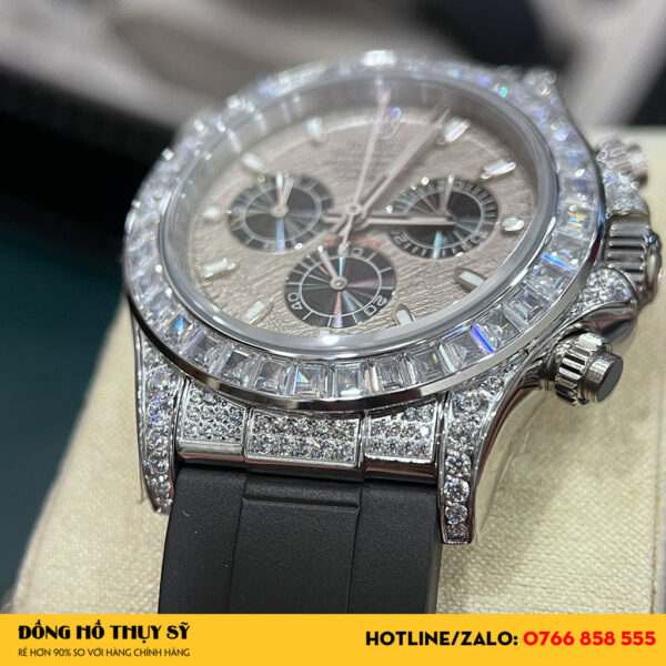 Đồng Hồ Rolex Daytona 116519 Mặt Số Khảm Trai Viền Full Đá Super Fake