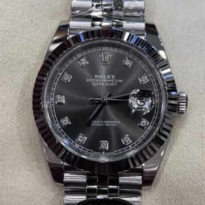 Đồng Hồ Rolex Datejust Mặt Số Gray Cọc Số Đá Super Fake