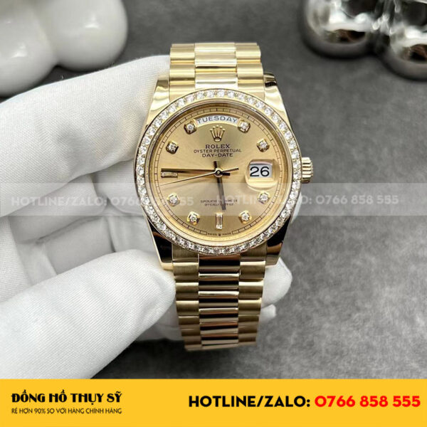 Đồng hồ rolex daydate 36mm yellow gold diamond benzel