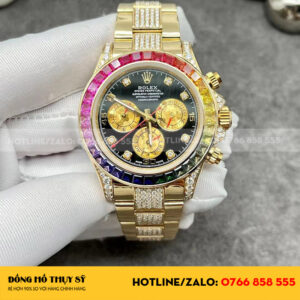 Đồng hồ rolex daytona rainbow 116598Rbow - 78608 chế tác nạm kim cương yellow gold