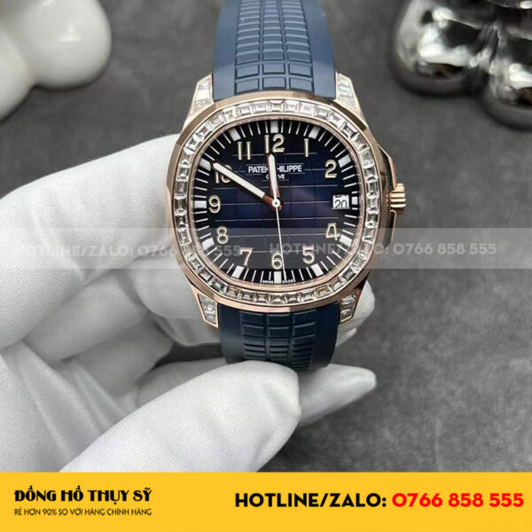 Patek philippe aquanaut 5168 baguette diamond blue dial