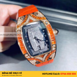 Richard Mille RM007 Ladies Rose Gold Orange Chế Tác Vàng Khối 18K Kim Cương Thiên Nhiên