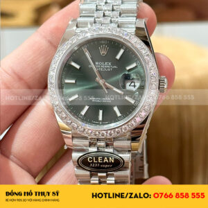 Rolex datejust green dial viền moissanite 2.5ly clean factory