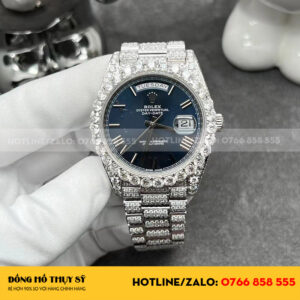 Rolex daydate blue dial custom full diamond